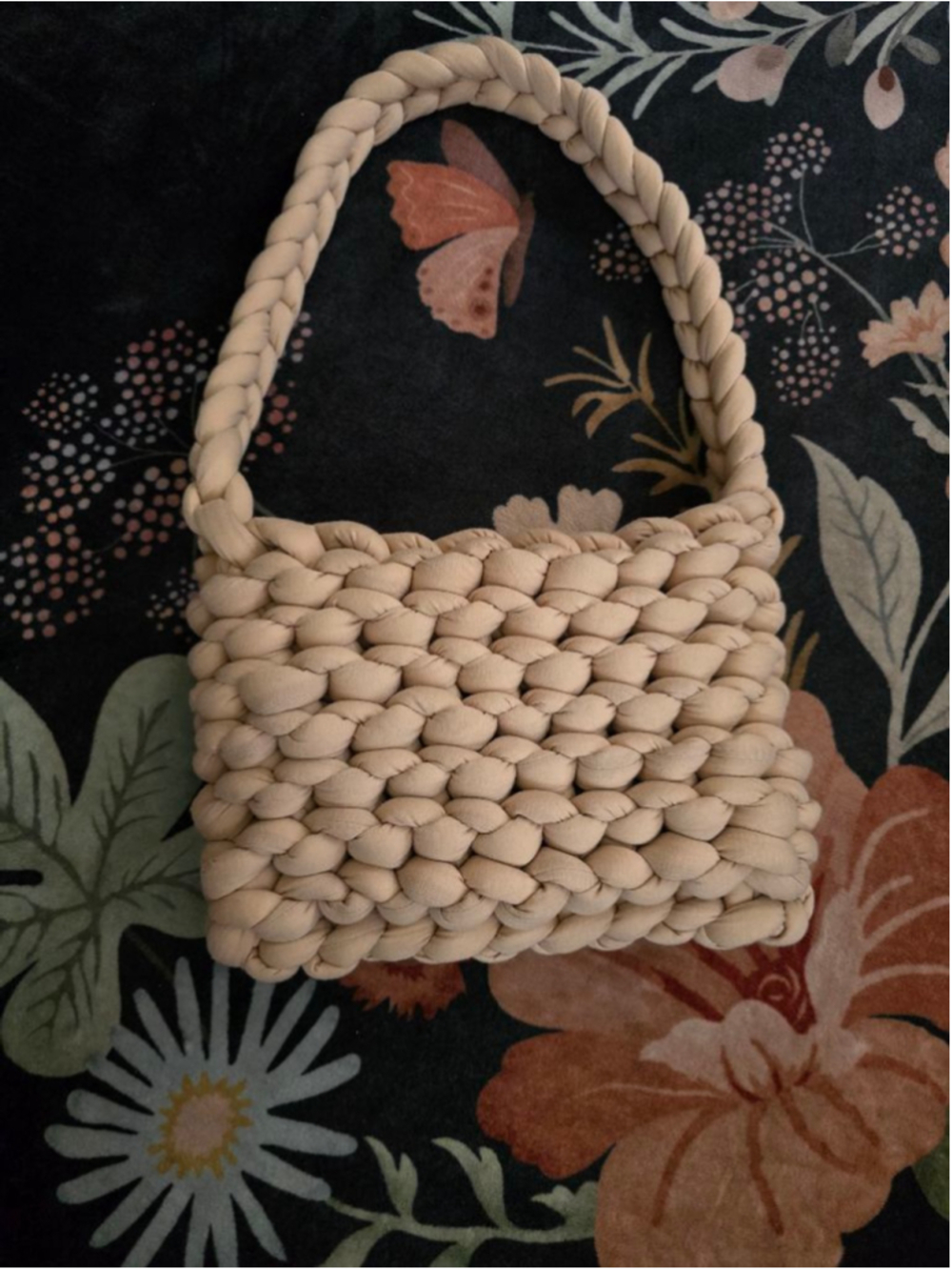 Women's custom Handmade Beige Chunky Crochet Knitted Purse Shoulder Bag Boho